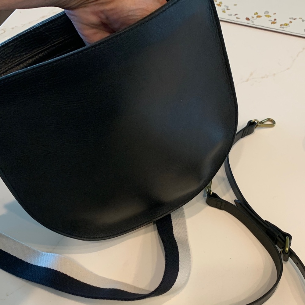 Madewell Black Leather Cossebody Bag with Striped Strap & Solid strap NWOT - Picture 6 of 15